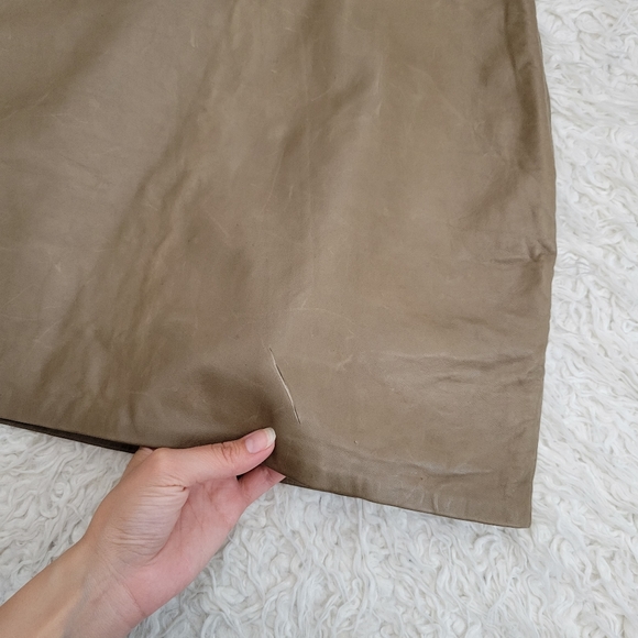 NWT Zara Leather Dress Padded Shoulder Mini Taupe - Picture 12 of 16